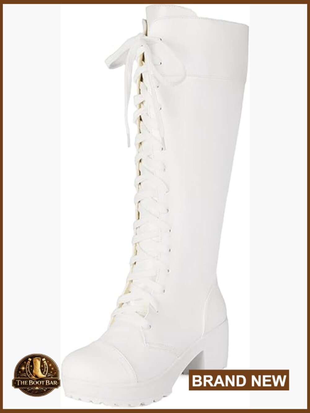 Knee High Combat Boots Lace Up Chunky Platform Block Heel Goth Tall